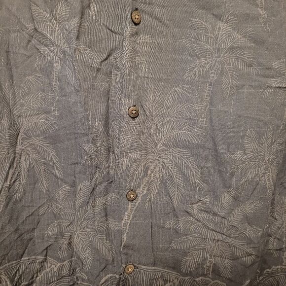 Island Shores men's button up palm tree vacation theme short theme shirt - Picture 3 of 8